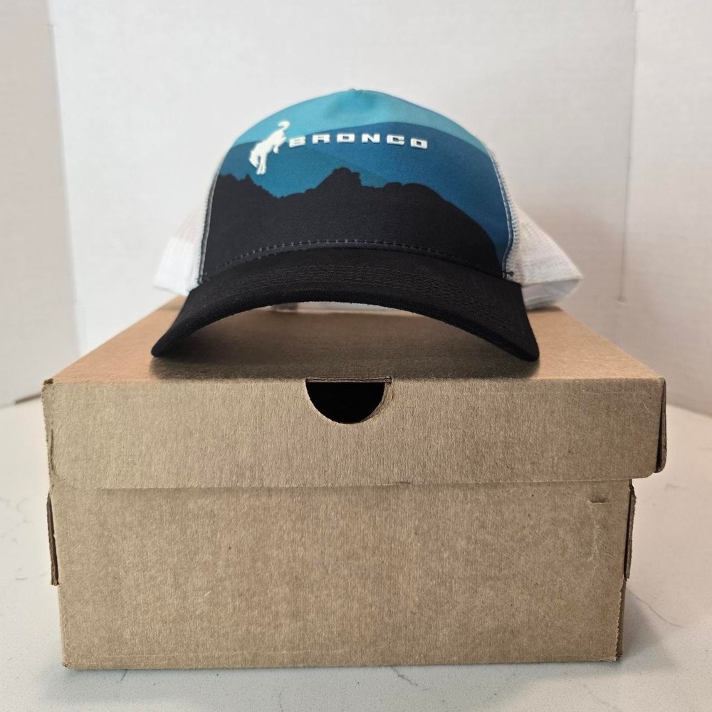 Ford Bronco Trucker Hat Cap Snapback Blue Rainbow Mesh